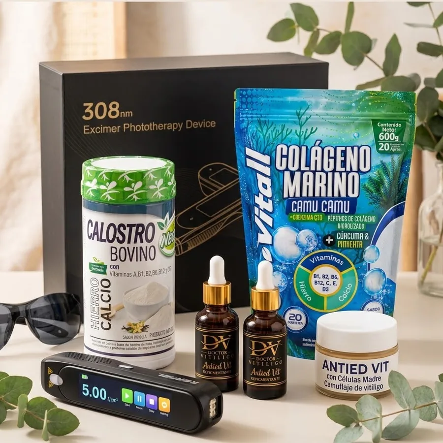 Kit del Vitíligo con Láser Excimer 308 nm, Antied Vit, Camuflash, Colágeno y Calostro
